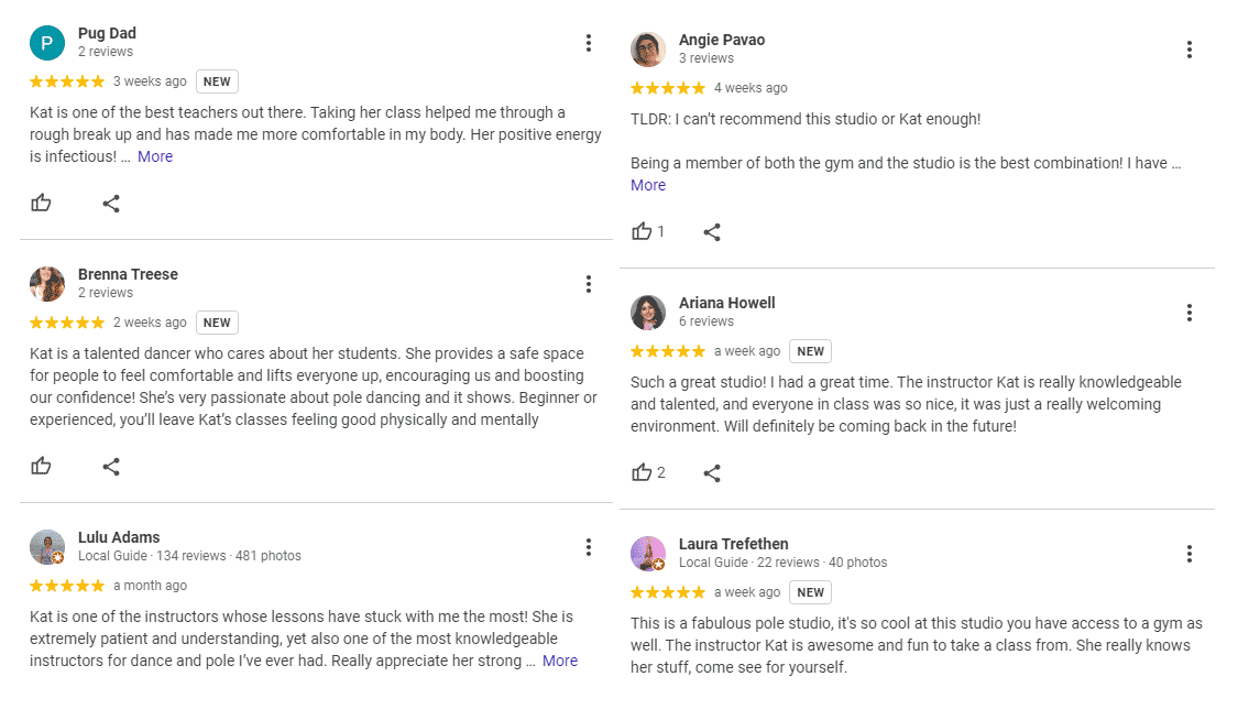 Google Reviews for Pole Portland